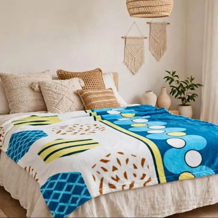Manta polar soft 2 1/2 plazas - diseño geométrico
