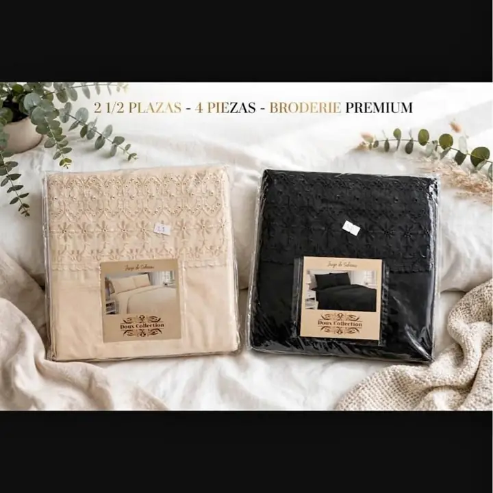 Juego de sábanas 2 1/2 PLAZAS - doux collection la línea más elegante, con broderie bordado con bril