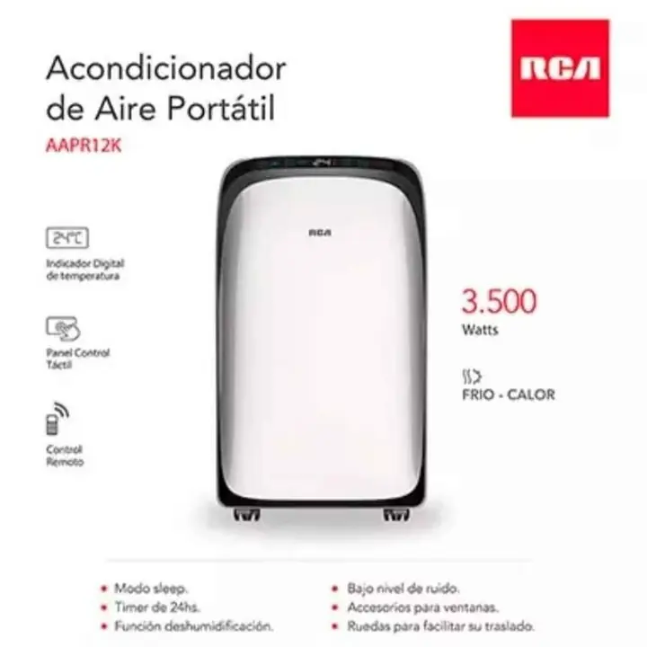 Aire portátil RCA 3100W FRIO/CALOR nuevo diseño 2023 c/panel digital nuevo