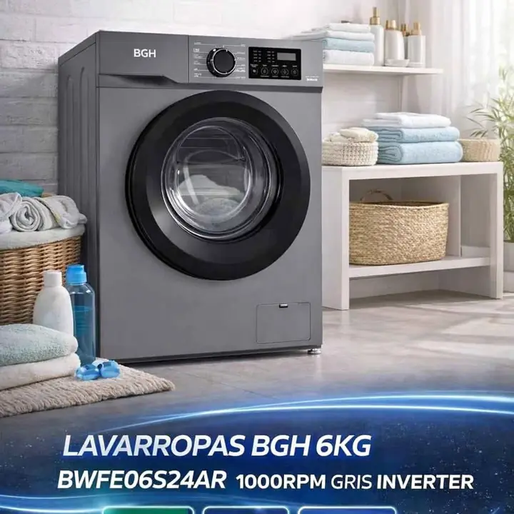 Lavarropas BGH 6 KG 1000RPM silver inverter