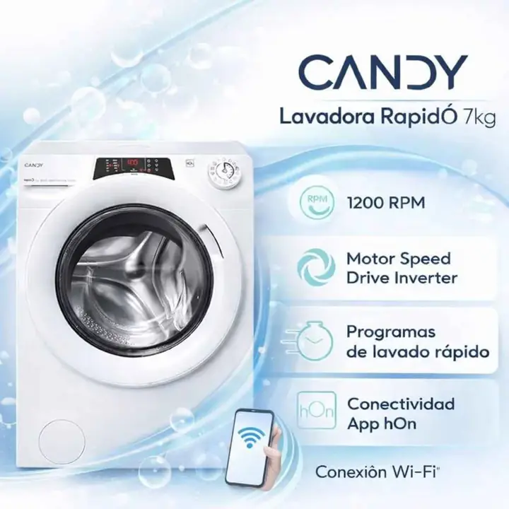 Lavarropas Candy 7K inverter y wi-fi