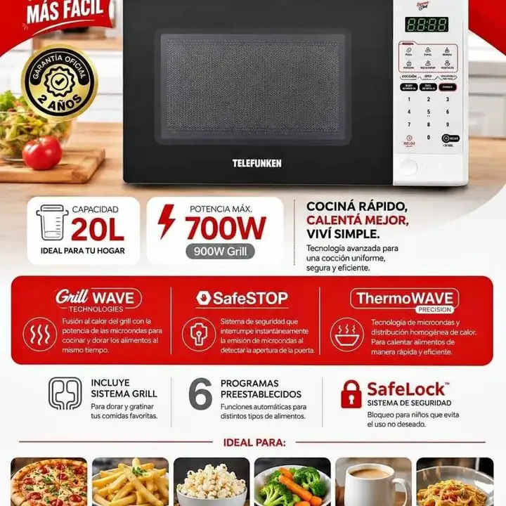 Microondas Telefunken TFK20 digital grill