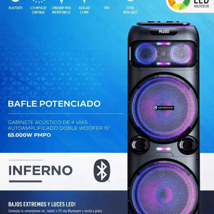 Ken brown inferno Potencia RMS 300W. Woofer 2x15" Tweeter