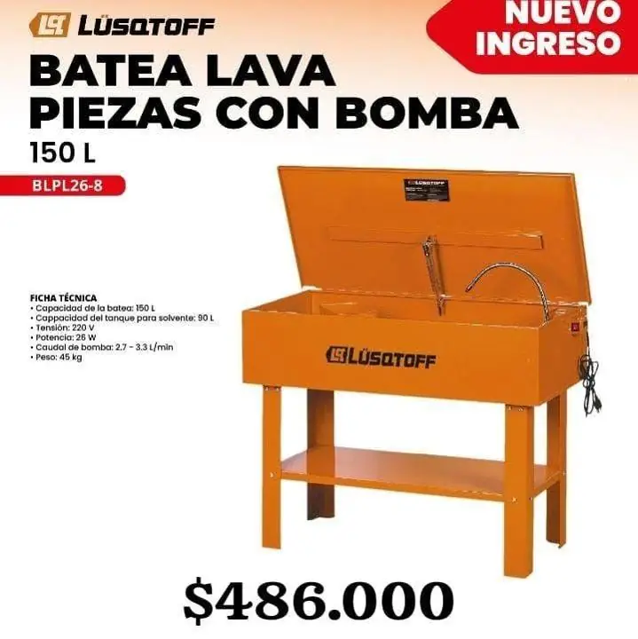 Batea lava piezas con bomba