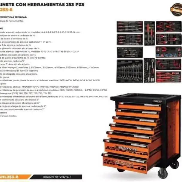 Gabinete con 253 piezas lusqtoff