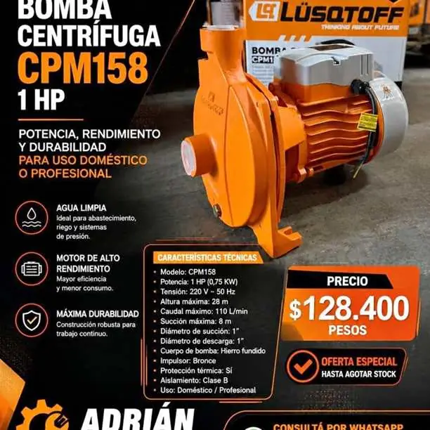 Bomba centrífuga 1 HP lusqtoff