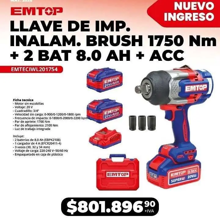 Llave de impacto 1750 nm