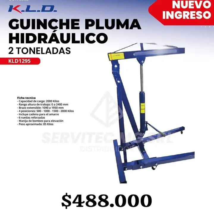 Ginche pluma plegable 2 toneladas kld