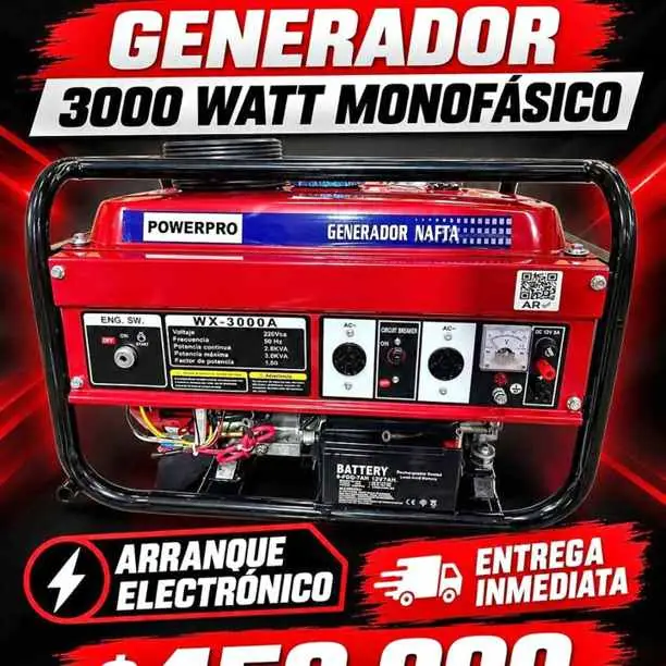 Generador monofásico 3000 watts con arranque electrónico
