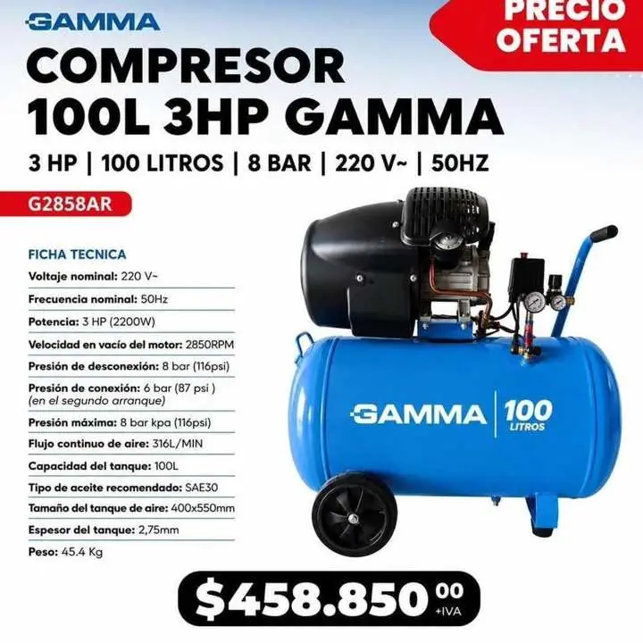 Compresor gamma 100 litros