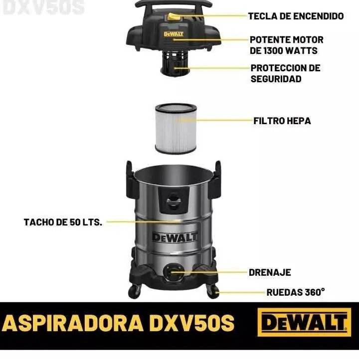 Aspiradora de 50 litros polvo y líquido