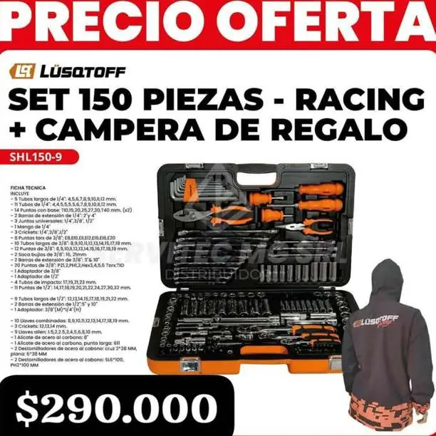Kit 150 piezas racing más campera de regalo