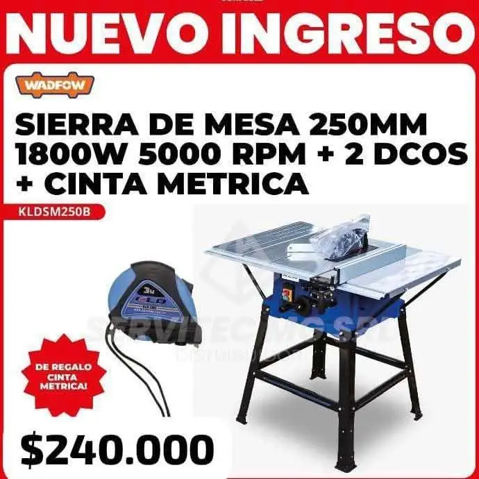 Sierra de banco dos discos y cinta métrica de regalo