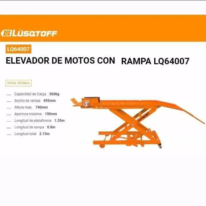 Elevador para motos con rampa