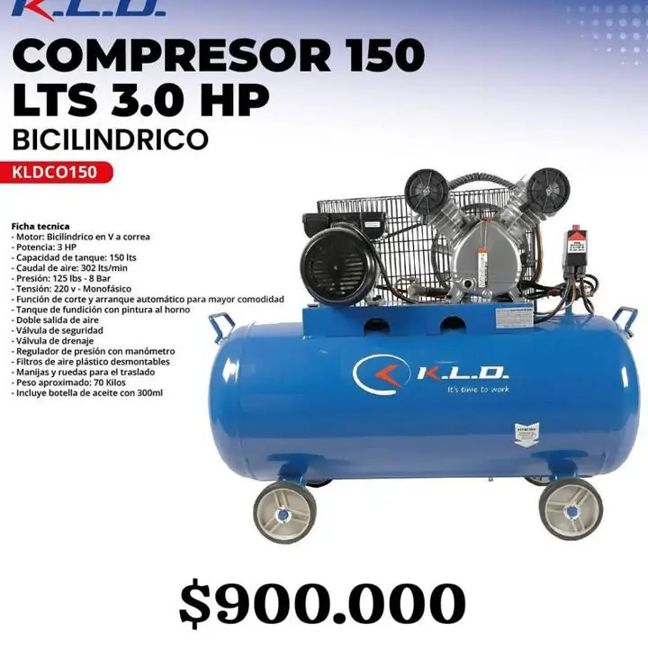 Compresor bicilíndrico 150 litros