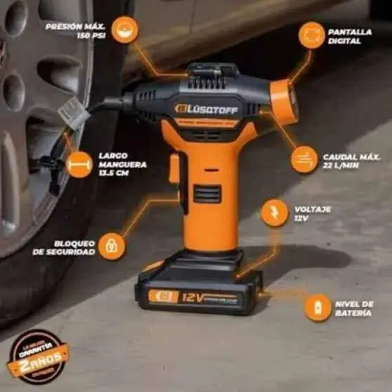 Inflador de aire para auto a batería lusqtoff