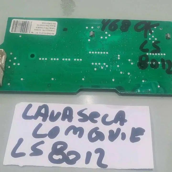 Plaqueta display de lavasecarropas Longvie LS 8012