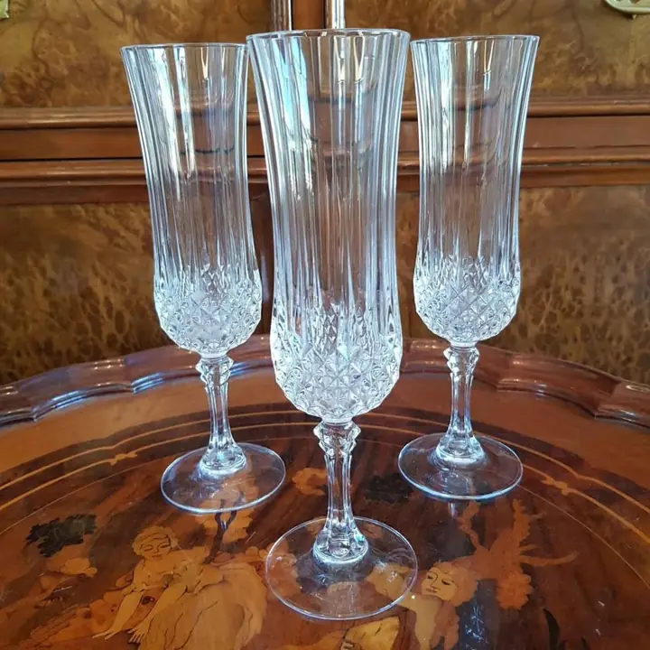 3 Copas de espumante Longchamp de Cristal d'Arques. Cod. 1083