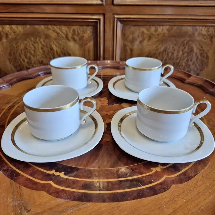 4 Duos de té Verbano filete oro. Cod. 1932