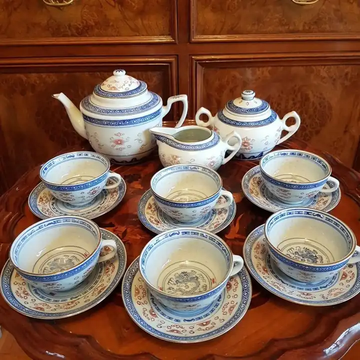 Juego de té porcelana grano de arroz. Cod. 1050