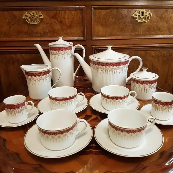 Juego de té y café Verbano mandalas rojo. Cod. 1181