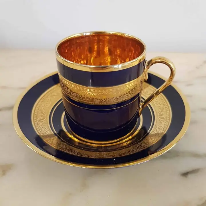 Duo de café Legle Porcelaine d'Art Limoges. Cod 447