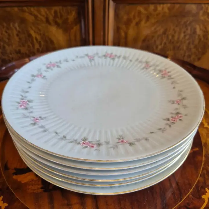 6 Platos playos Tsuji doble rosa. Cod 1597