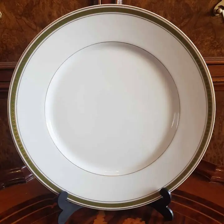 6 Platos playos guarda verde y oro Union Ceramique. Cod. 764- 765