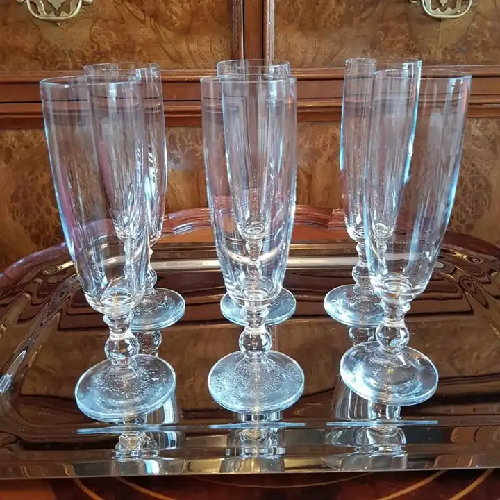 6 Copas de cristal de Bohemia Champagne Flauta Margot. Cod. 557
