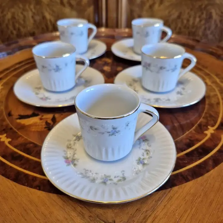 6 Duos de café Tsuji rosas. Cod. 1695