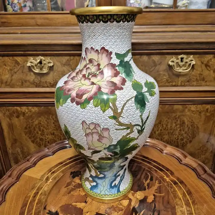 Antiguo Jarrón Chino Cloisonné Grande (41 cm) - Período República (c. 1920-1940). Cod. 1921