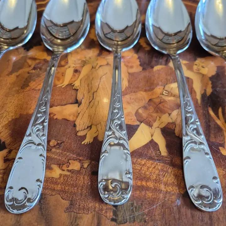 6 Cucharas grandes Plata Lappas. Cod. 1557