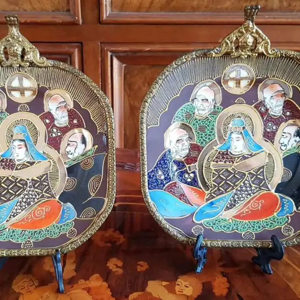 Par de platos decorativos Satsuma. Cod 236