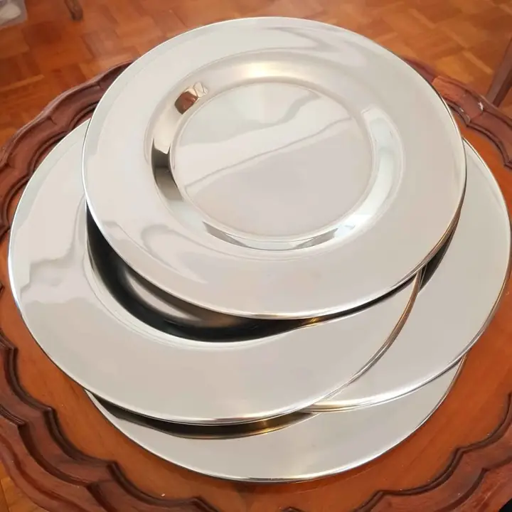 6 Platos de sitio de acero inoxidable. Cod. 1058