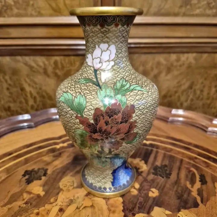 Jarrón Oriental Vintage de Esmalte Cloisonné. Cod. 1920