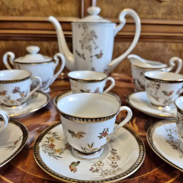 Juego de café Tsuji aves y flores. Cod 1862