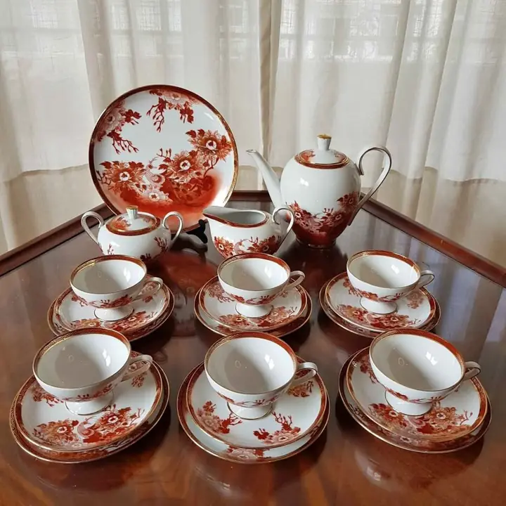 Juego de té y masas para 6 pavo real Tsuji. Cod. 1023