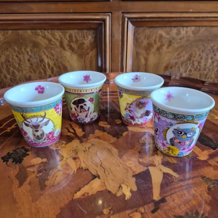 4 Pocillos de café Fancy Animals. Cod. 1491