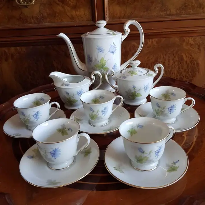 Juego de café Tsuji flores celestes. Cod. 709