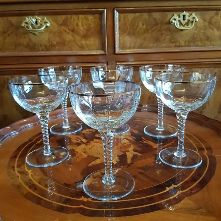 6 Copas de cristal para espumante linea Imperio. Cod. 730