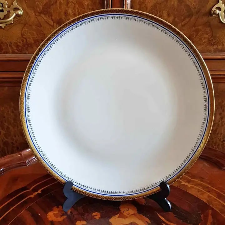 12 Platos playos Verbano imperial oro y azul. Cod.747