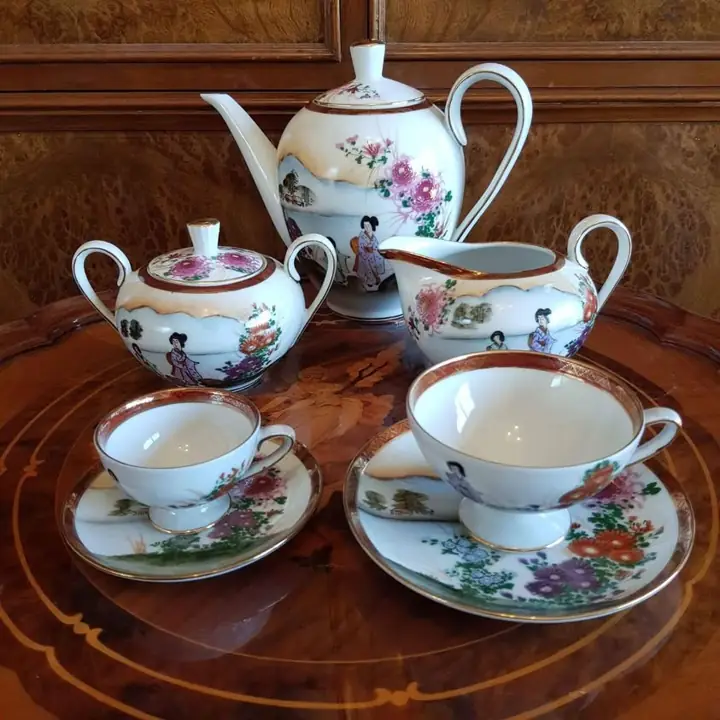 Juego de té y café Tsuji pintado a mano. Cod. 691