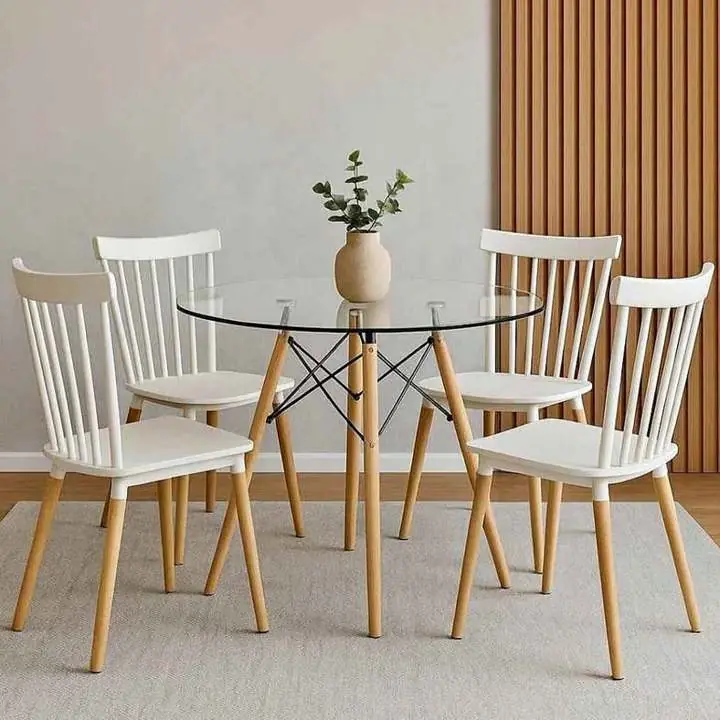 Combo Mesa de Vidrio + 4 Sillas Windsor – $249.999