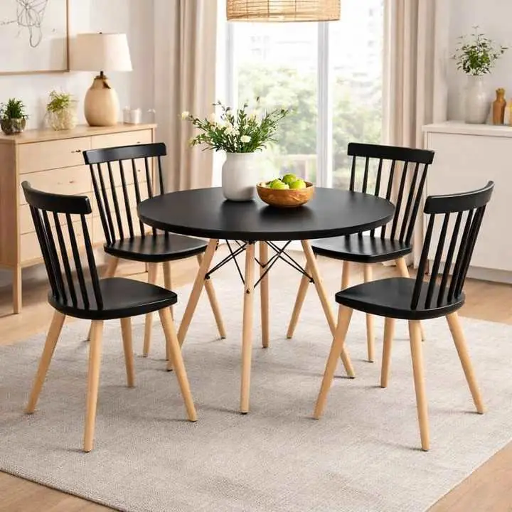 Mesa Redonda 1 Metro + 4 Sillas Windsor – Estilo NórdicoPrecio: $249.999