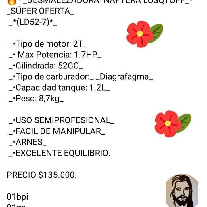 Desmalezadora Lusqtoff naftera 52 cc