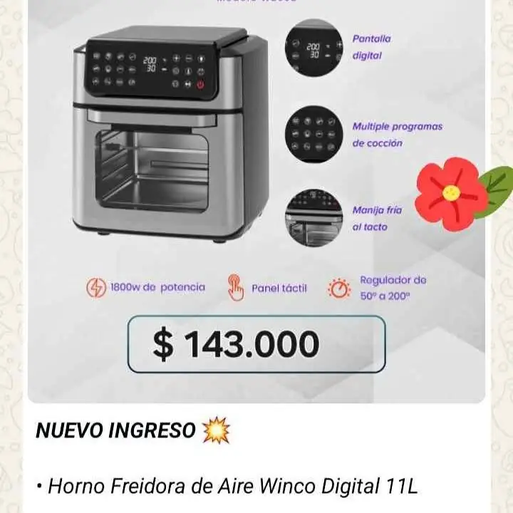 Horno freidora de aire Winco 11 litros
