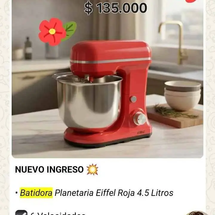 Batidora amasadora planetaria Eiffel 4.5 litros