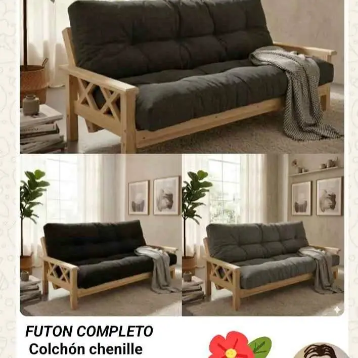 Futon completo Chenille 3 cuerpos