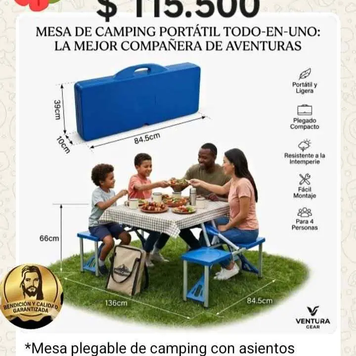 Mesa de Camping Portátil, todo en uno