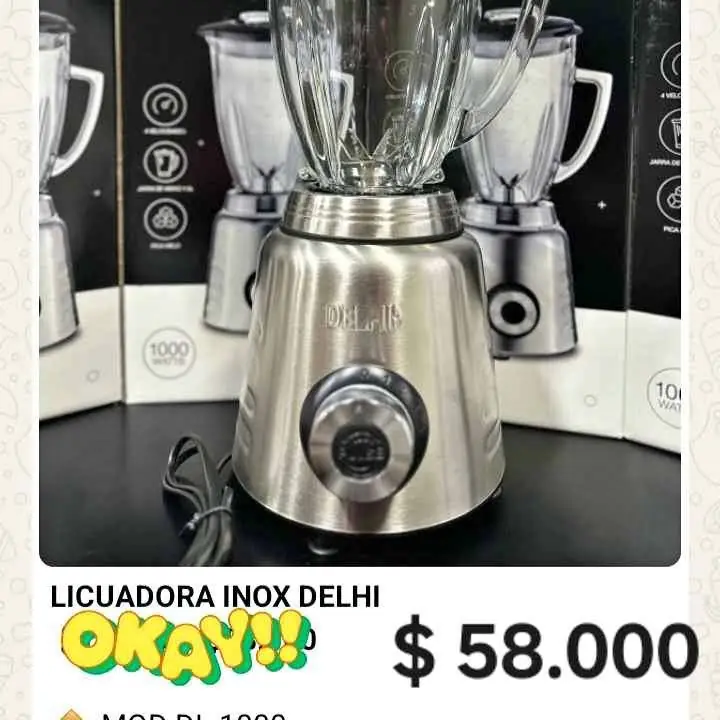 Licuadora Delhi acero inox, 1.5 litros